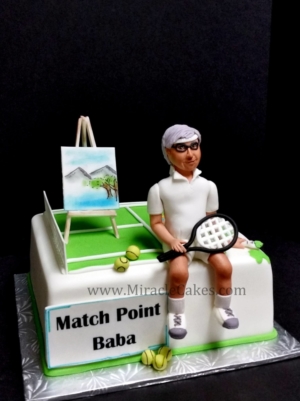 Paintings and Tennis Retirement cake 