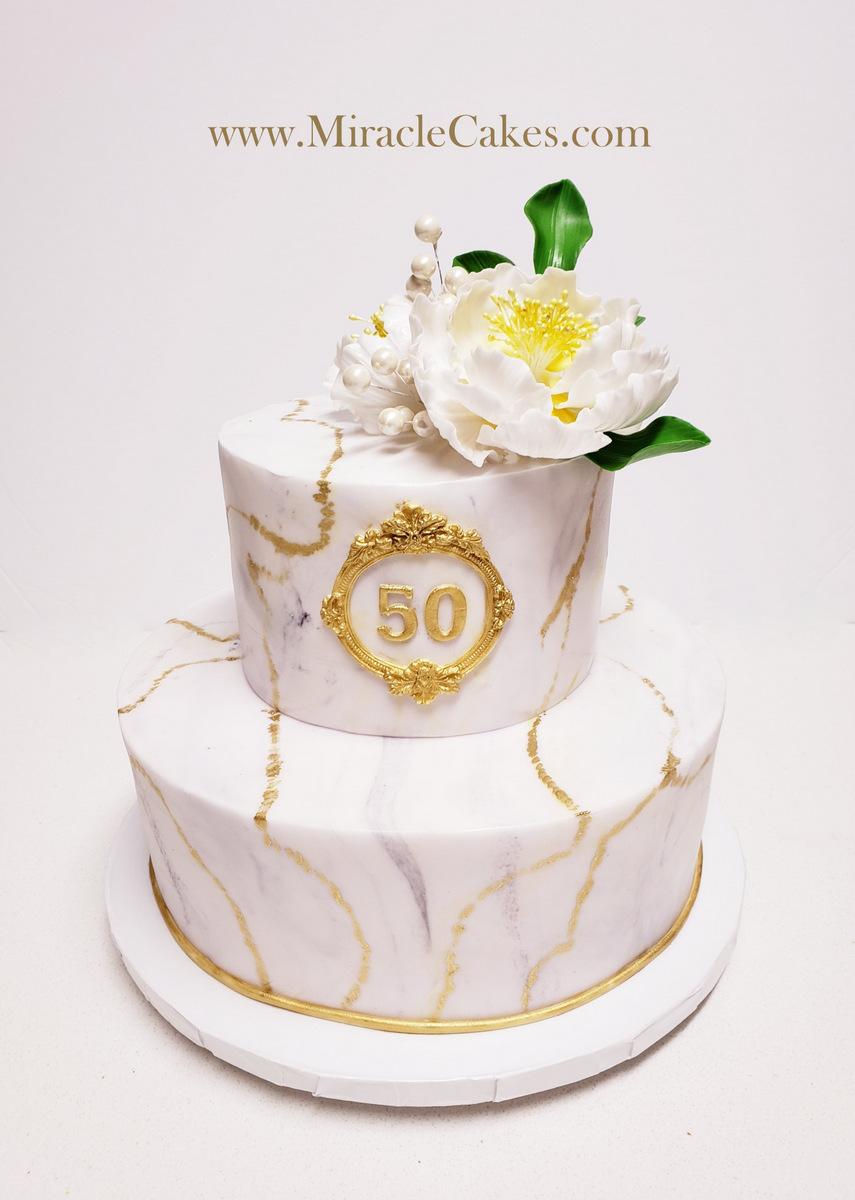 Buy/Send 50th Anniversary Fondant 2 Tier Cake Chocolate 3kg Online- FNP