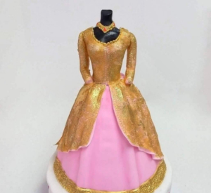 Pink and Gold Lengha cake