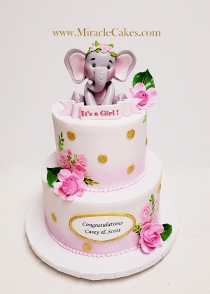 Baby elephant baby shower cake
