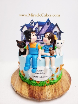 Birthday cake with edible figurines