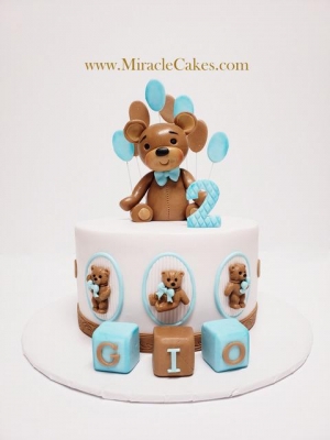 Baby bear first birthday cake 