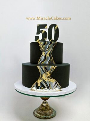 50th black marble cake