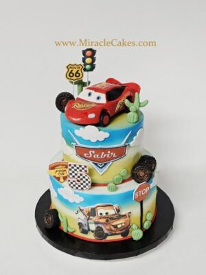 Lightning McQueen cake with 3D car topper