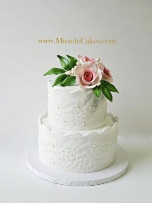 wedding cake with sugar roses