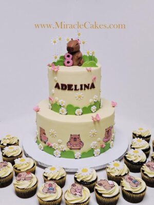 Capybara cake and cupcakes